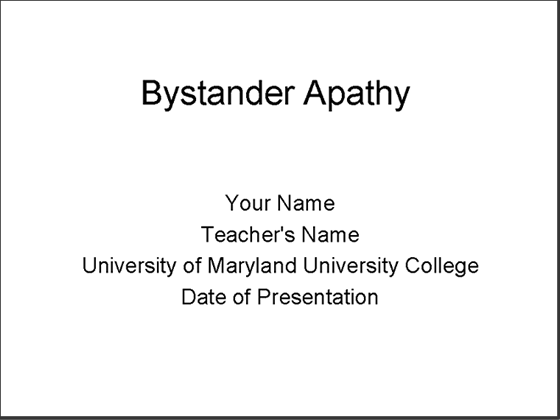 Example of a 
	Cover Slide
